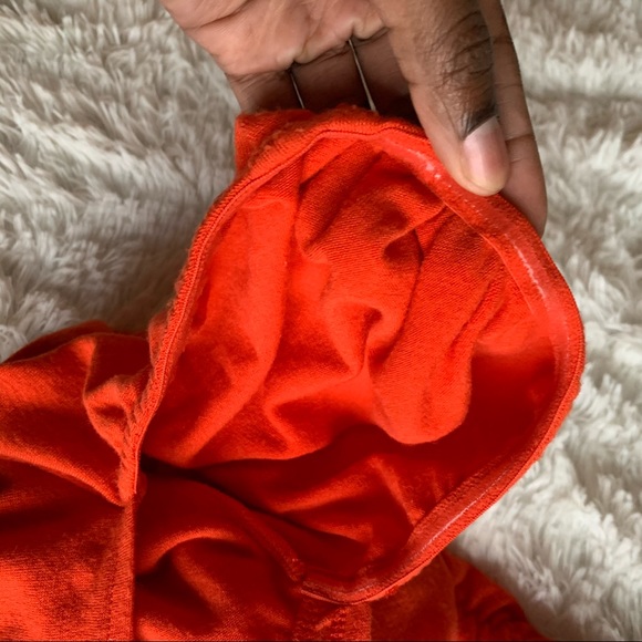 ❌SOLD❌Something Navy Orange Puff Shoulder Top Sz S - Picture 7 of 8